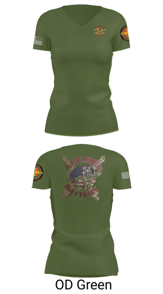 Womens Short Sleeve Vneck Shirt, Archer Battery 2-2 FA, Army, Teamtime, Team time, sublimation, custom sports apparel, team uniforms, spirit wear, spiritwear, sports uniforms, custom shirts, team store, custom team store, fundraiser sports, apparel fundraiser