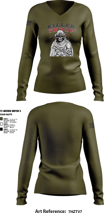 3/2CR Killer Troop 6220684 Women's Long Sleeve V-neck Shirt - 3