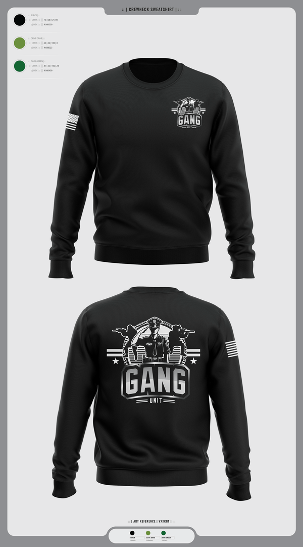 Crew Neck Sweatshirt, Gang Unit, Police, Teamtime, Team time, sublimation, custom sports apparel, team uniforms, spirit wear, spiritwear, sports uniforms, custom shirts, team store, custom team store, fundraiser sports, apparel fundraiser