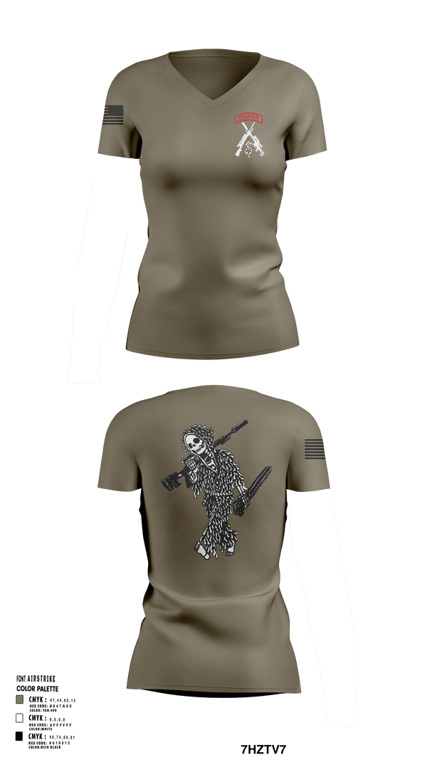Womens Short Sleeve Vneck Shirt, 2-5 CAV Snipers, Army, Teamtime, Team time, sublimation, custom sports apparel, team uniforms, spirit wear, spiritwear, sports uniforms, custom shirts, team store, custom team store, fundraiser sports, apparel fundraiser