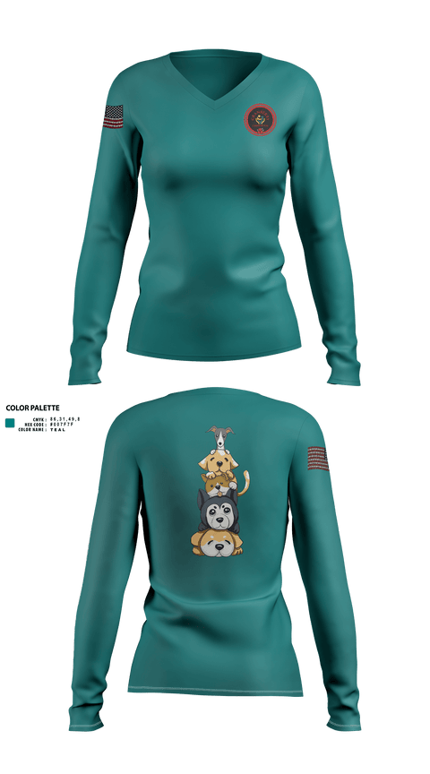 Womens Long Sleeve Vneck Shirt, Cranberry Country K9s, , Teamtime, Team time, sublimation, custom sports apparel, team uniforms, spirit wear, spiritwear, sports uniforms, custom shirts, team store, custom team store, fundraiser sports, apparel fundraiser