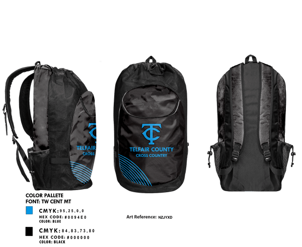 Gear Bag, Telfair County Middle School Cross Country, Cross Country, Teamtime, Team time, sublimation, custom sports apparel, team uniforms, spirit wear, spiritwear, sports uniforms, custom shirts, team store, custom team store, fundraiser sports, apparel fundraiser