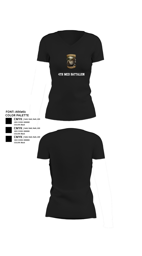 Womens Short Sleeve Vneck Shirt, 4th Med Battalion, Marines, Teamtime, Team time, sublimation, custom sports apparel, team uniforms, spirit wear, spiritwear, sports uniforms, custom shirts, team store, custom team store, fundraiser sports, apparel fundraiser