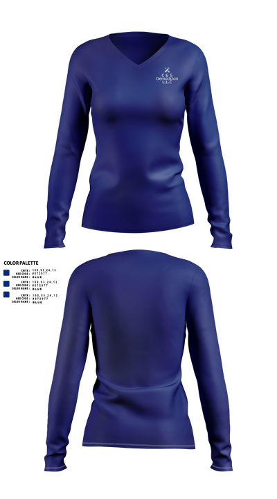 C&G Demolition L.L.C 56452026 Women's Long Sleeve V-neck Shirt - 2