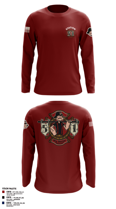 Station 51 74948008 Long Sleeve Performance Polo - 1