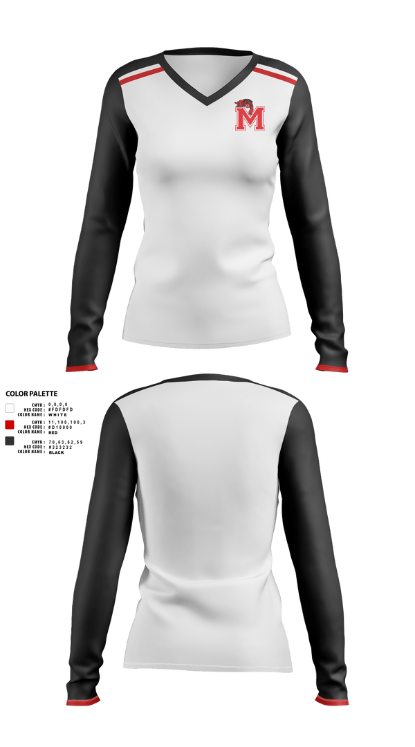 Womens Long Sleeve Vneck Shirt 1, Morrison High School Basketball, Women's Basketball, Teamtime, Team time, sublimation, custom sports apparel, team uniforms, spirit wear, spiritwear, sports uniforms, custom shirts, team store, custom team store, fundraiser sports, apparel fundraiser