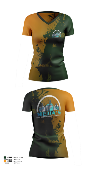 Womens Short Sleeve Vneck Shirt, Mejia’s Bin Construction LLC, , Teamtime, Team time, sublimation, custom sports apparel, team uniforms, spirit wear, spiritwear, sports uniforms, custom shirts, team store, custom team store, fundraiser sports, apparel fundraiser