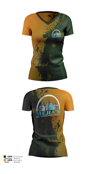Mejia’s Bin Construction LLC 77170057 Women's Short Sleeve V-neck Shirt - 1