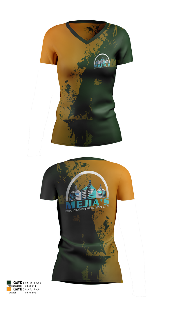 Womens Short Sleeve Vneck Shirt, Mejia’s Bin Construction LLC, , Teamtime, Team time, sublimation, custom sports apparel, team uniforms, spirit wear, spiritwear, sports uniforms, custom shirts, team store, custom team store, fundraiser sports, apparel fundraiser