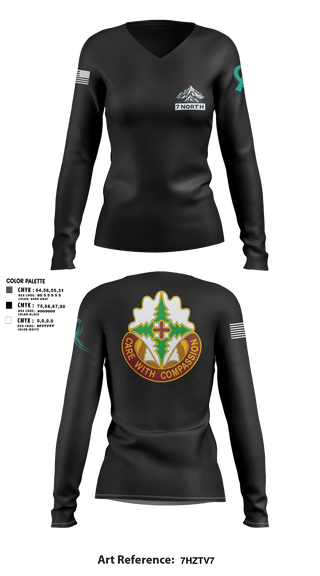 Womens Long Sleeve Vneck Shirt, 627th Hospital Center, Army, Teamtime, Team time, sublimation, custom sports apparel, team uniforms, spirit wear, spiritwear, sports uniforms, custom shirts, team store, custom team store, fundraiser sports, apparel fundraiser