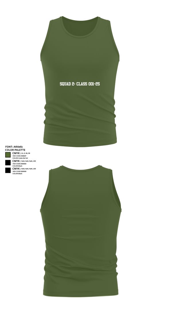 Tank Top, Squad 2: Class 001-25, Army, Teamtime, Team time, sublimation, custom sports apparel, team uniforms, spirit wear, spiritwear, sports uniforms, custom shirts, team store, custom team store, fundraiser sports, apparel fundraiser