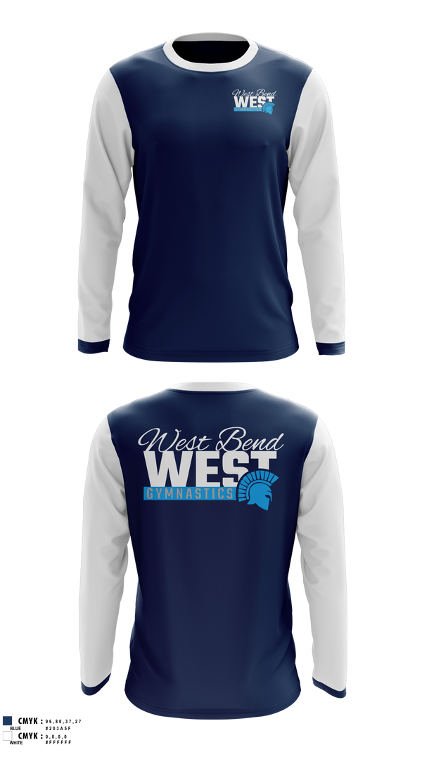 Long Sleeve Performance Shirt, West Bend West Gymnastics, Spirit Store, Teamtime, Team time, sublimation, custom sports apparel, team uniforms, spirit wear, spiritwear, sports uniforms, custom shirts, team store, custom team store, fundraiser sports, apparel fundraiser