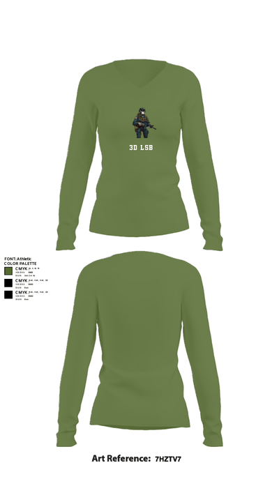 3d lsb 39792160 Women's Long Sleeve V-neck Shirt - 42