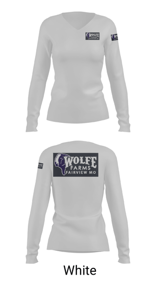 Women's Long Sleeve Vneck Shirt, Wolfe FarmsWolfe Farms, , Teamtime, Team time, sublimation, custom sports apparel, team uniforms, spirit wear, spiritwear, sports uniforms, custom shirts, team store, custom team store, fundraiser sports, apparel fundraiser