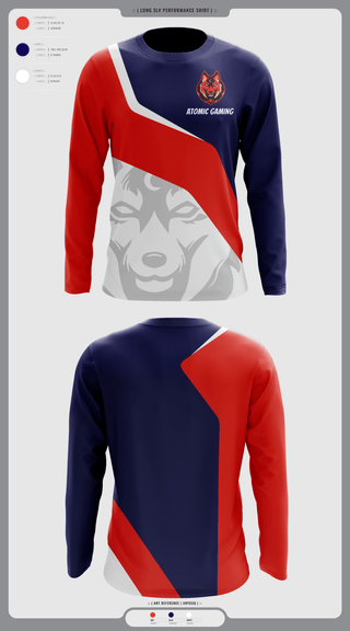 Long Sleeve Performance Shirt, Atomic gaming and, , Teamtime, Team time, sublimation, custom sports apparel, team uniforms, spirit wear, spiritwear, sports uniforms, custom shirts, team store, custom team store, fundraiser sports, apparel fundraiser