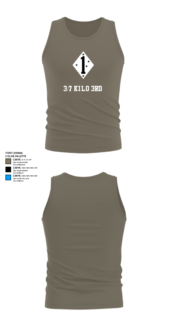 Tank Top, 3/7 Kilo 3rd, Marines, Teamtime, Team time, sublimation, custom sports apparel, team uniforms, spirit wear, spiritwear, sports uniforms, custom shirts, team store, custom team store, fundraiser sports, apparel fundraiser
