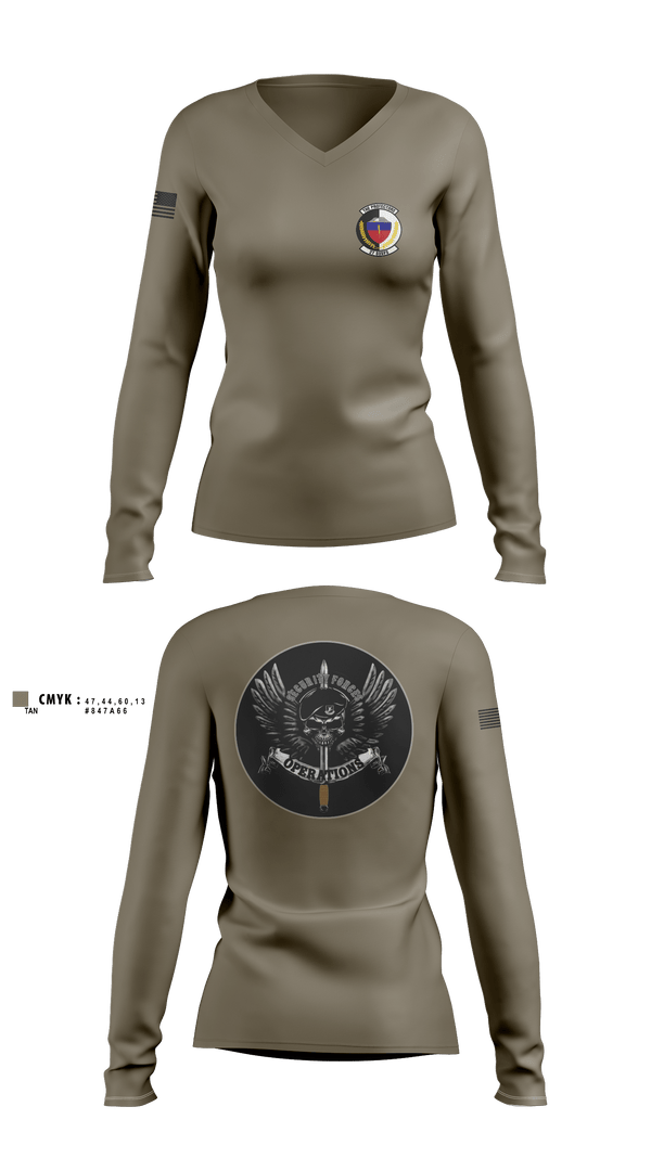 Womens Long Sleeve Vneck Shirt, 27 SOSFS, Air Force, Teamtime, Team time, sublimation, custom sports apparel, team uniforms, spirit wear, spiritwear, sports uniforms, custom shirts, team store, custom team store, fundraiser sports, apparel fundraiser