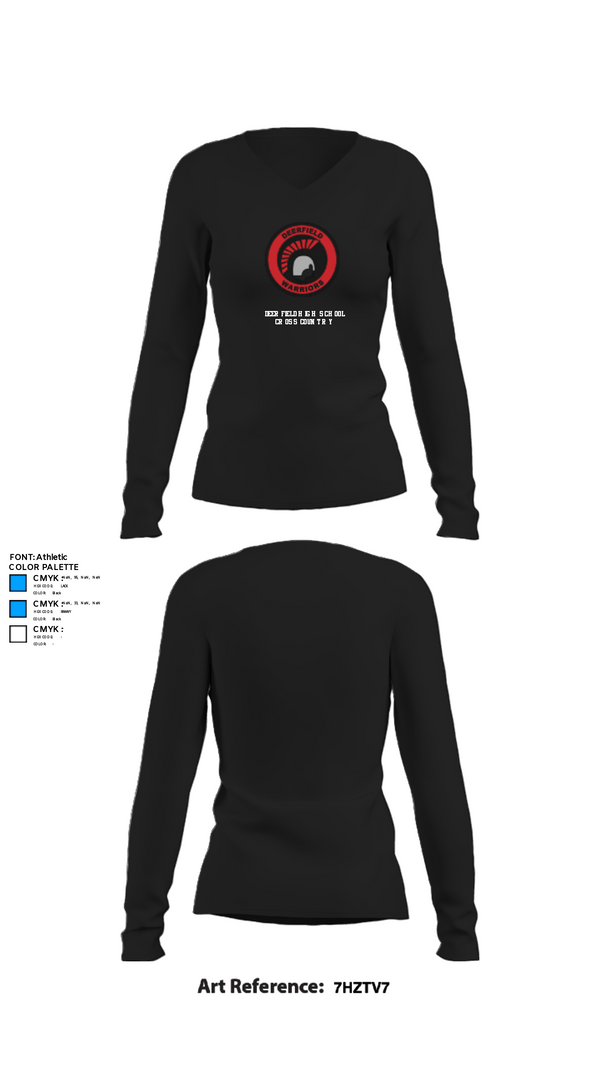 Womens Long Sleeve Vneck Shirt, Deerfield High School Cross Country, Cross Country, Teamtime, Team time, sublimation, custom sports apparel, team uniforms, spirit wear, spiritwear, sports uniforms, custom shirts, team store, custom team store, fundraiser sports, apparel fundraiser
