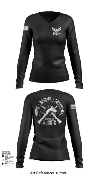 Womens Long Sleeve Vneck Shirt, Kennesaw Mountain NJROTC, Navy, Teamtime, Team time, sublimation, custom sports apparel, team uniforms, spirit wear, spiritwear, sports uniforms, custom shirts, team store, custom team store, fundraiser sports, apparel fundraiser