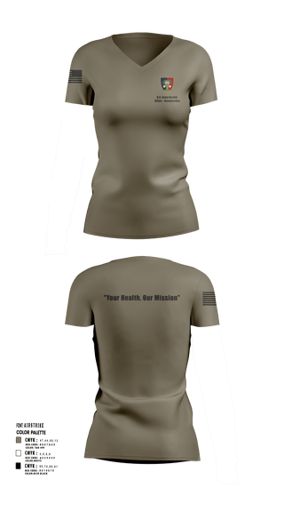 Women's Short Sleeve Vneck Shirt, U.S. Army Health Clinic - Baumholder, Army, Teamtime, Team time, sublimation, custom sports apparel, team uniforms, spirit wear, spiritwear, sports uniforms, custom shirts, team store, custom team store, fundraiser sports, apparel fundraiser