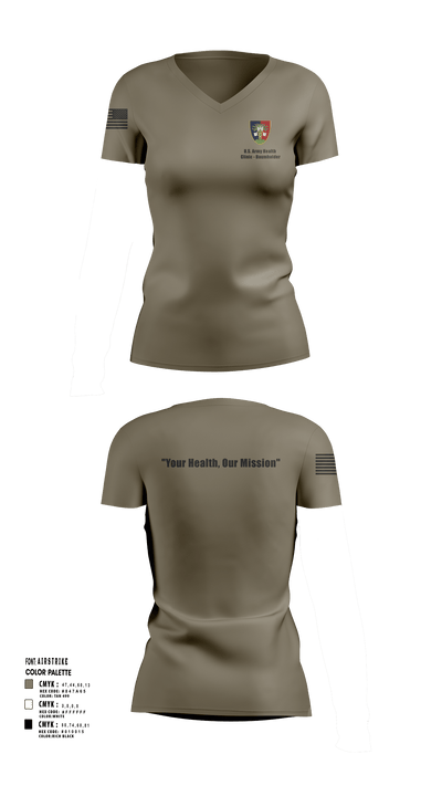 U.S. Army Health Clinic - Baumholder 42265508 Women's Short Sleeve V-neck Shirt - 132