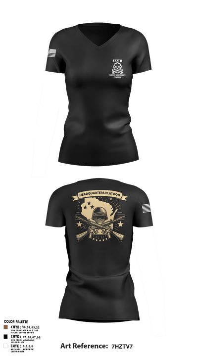 377th SMC 21529568 Women's Short Sleeve V-neck Shirt - 110