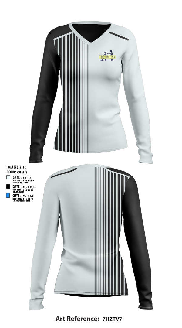 Womens Long Sleeve Vneck Shirt, Testimony Fitness, , Teamtime, Team time, sublimation, custom sports apparel, team uniforms, spirit wear, spiritwear, sports uniforms, custom shirts, team store, custom team store, fundraiser sports, apparel fundraiser