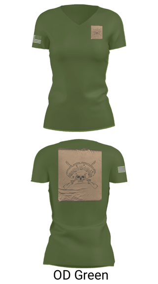 Women's Short Sleeve Vneck Shirt, Los Pistoleros, Army, Teamtime, Team time, sublimation, custom sports apparel, team uniforms, spirit wear, spiritwear, sports uniforms, custom shirts, team store, custom team store, fundraiser sports, apparel fundraiser