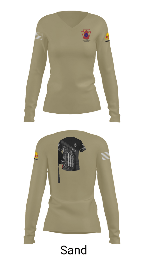 Womens Long Sleeve Vneck Shirt, 121 transportation, National Guard, Teamtime, Team time, sublimation, custom sports apparel, team uniforms, spirit wear, spiritwear, sports uniforms, custom shirts, team store, custom team store, fundraiser sports, apparel fundraiser