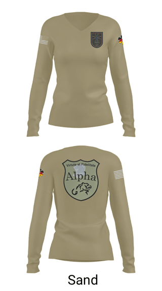 Womens Long Sleeve Vneck Shirt, 4./401 PzGrenBtl, Army, Teamtime, Team time, sublimation, custom sports apparel, team uniforms, spirit wear, spiritwear, sports uniforms, custom shirts, team store, custom team store, fundraiser sports, apparel fundraiser