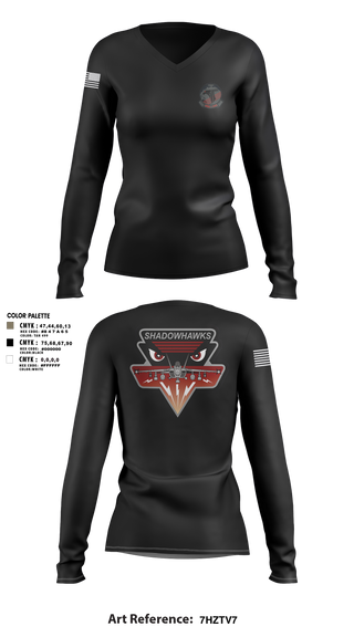 Womens Long Sleeve Vneck Shirt, VAQ-141, Navy, Teamtime, Team time, sublimation, custom sports apparel, team uniforms, spirit wear, spiritwear, sports uniforms, custom shirts, team store, custom team store, fundraiser sports, apparel fundraiser