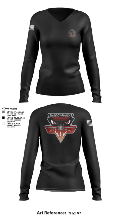 VAQ-141 20822275 Women's Long Sleeve V-neck Shirt - 3