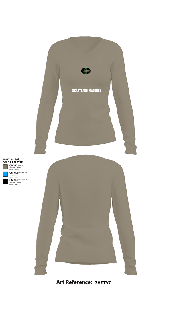 Womens Long Sleeve Vneck Shirt, Heartland masonry, , Teamtime, Team time, sublimation, custom sports apparel, team uniforms, spirit wear, spiritwear, sports uniforms, custom shirts, team store, custom team store, fundraiser sports, apparel fundraiser