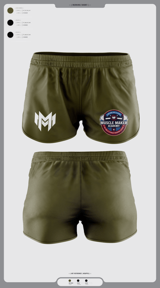Womens Shorts, Muscle Maker Academy, Space Force, Teamtime, Team time, sublimation, custom sports apparel, team uniforms, spirit wear, spiritwear, sports uniforms, custom shirts, team store, custom team store, fundraiser sports, apparel fundraiser