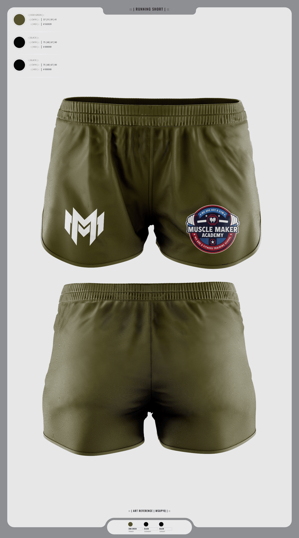 Womens Shorts, Muscle Maker Academy, Space Force, Teamtime, Team time, sublimation, custom sports apparel, team uniforms, spirit wear, spiritwear, sports uniforms, custom shirts, team store, custom team store, fundraiser sports, apparel fundraiser