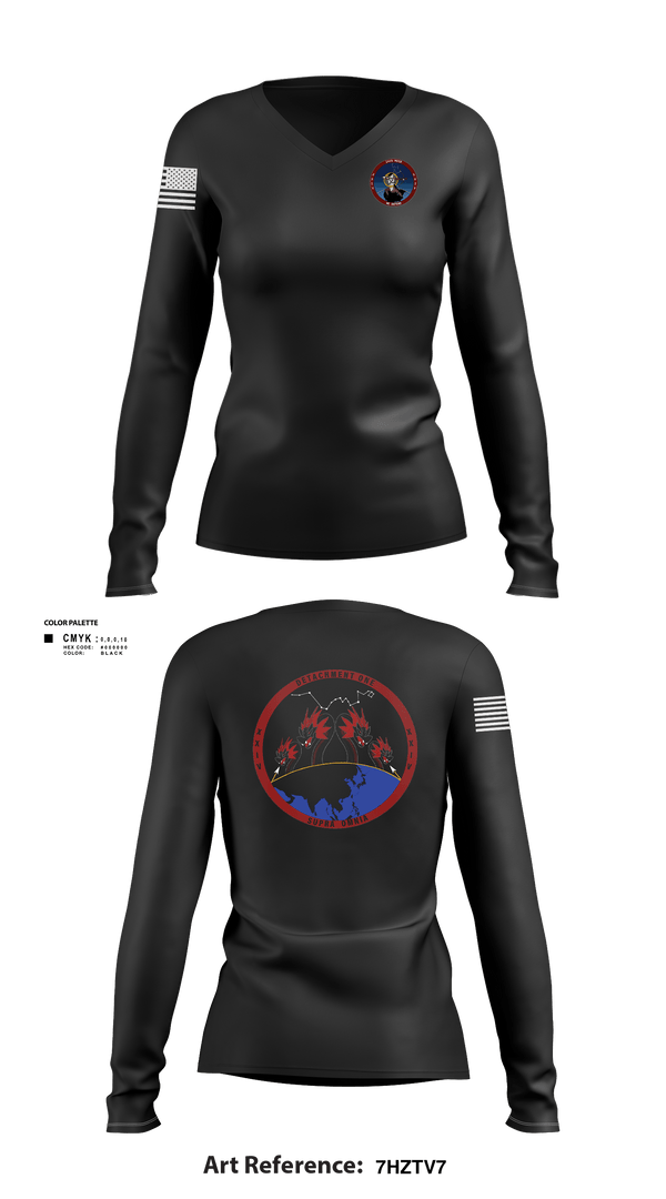 Womens Long Sleeve Vneck Shirt, Detachment 1, 24th MDSB, , Teamtime, Team time, sublimation, custom sports apparel, team uniforms, spirit wear, spiritwear, sports uniforms, custom shirts, team store, custom team store, fundraiser sports, apparel fundraiser