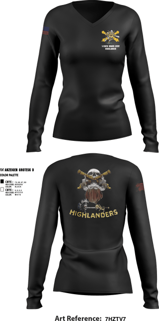 Women's Long Sleeve Vneck Shirt, Bravo 1-119th FA, , Teamtime, Team time, sublimation, custom sports apparel, team uniforms, spirit wear, spiritwear, sports uniforms, custom shirts, team store, custom team store, fundraiser sports, apparel fundraiser