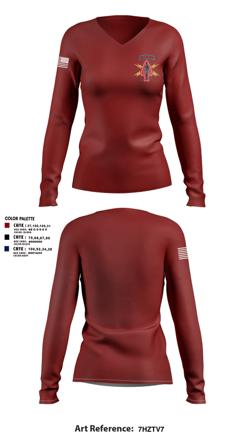 Womens Long Sleeve Vneck Shirt 1, USASOC, Army, Teamtime, Team time, sublimation, custom sports apparel, team uniforms, spirit wear, spiritwear, sports uniforms, custom shirts, team store, custom team store, fundraiser sports, apparel fundraiser
