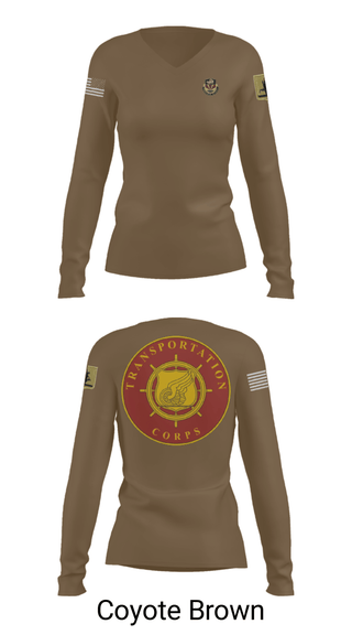 Women's Long Sleeve Vneck Shirt, 189th Transportation Company, , Teamtime, Team time, sublimation, custom sports apparel, team uniforms, spirit wear, spiritwear, sports uniforms, custom shirts, team store, custom team store, fundraiser sports, apparel fundraiser