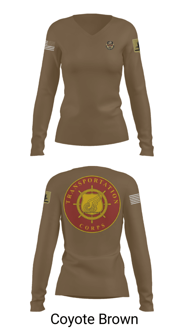 Women's Long Sleeve Vneck Shirt, 189th Transportation Company, , Teamtime, Team time, sublimation, custom sports apparel, team uniforms, spirit wear, spiritwear, sports uniforms, custom shirts, team store, custom team store, fundraiser sports, apparel fundraiser