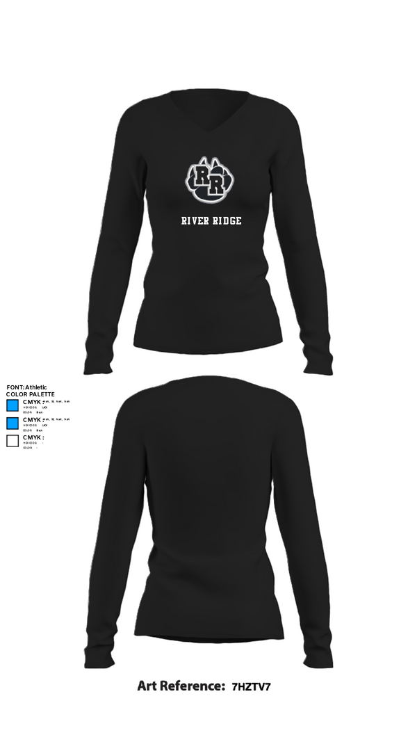 Women's Long Sleeve Vneck Shirt, River Ridge, Spirit Store, Teamtime, Team time, sublimation, custom sports apparel, team uniforms, spirit wear, spiritwear, sports uniforms, custom shirts, team store, custom team store, fundraiser sports, apparel fundraiser