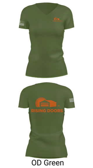 Womens Short Sleeve Vneck Shirt, Rising Doors, Army, Teamtime, Team time, sublimation, custom sports apparel, team uniforms, spirit wear, spiritwear, sports uniforms, custom shirts, team store, custom team store, fundraiser sports, apparel fundraiser