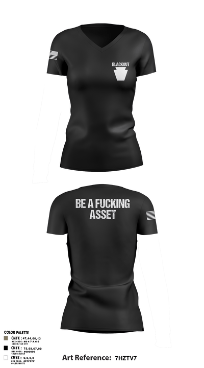 Blackout 17717609 Women's Short Sleeve V-neck Shirt - 107
