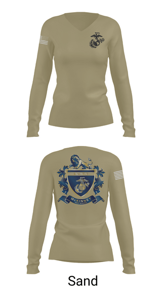 Womens Long Sleeve Vneck Shirt 1, MHS MCJROTC, Marines, Teamtime, Team time, sublimation, custom sports apparel, team uniforms, spirit wear, spiritwear, sports uniforms, custom shirts, team store, custom team store, fundraiser sports, apparel fundraiser