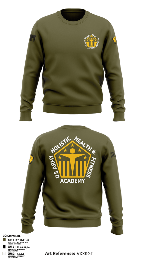 Crew Neck Sweatshirt, U.S. Army Holistic Health & Fitness Academy, Army, Teamtime, Team time, sublimation, custom sports apparel, team uniforms, spirit wear, spiritwear, sports uniforms, custom shirts, team store, custom team store, fundraiser sports, apparel fundraiser
