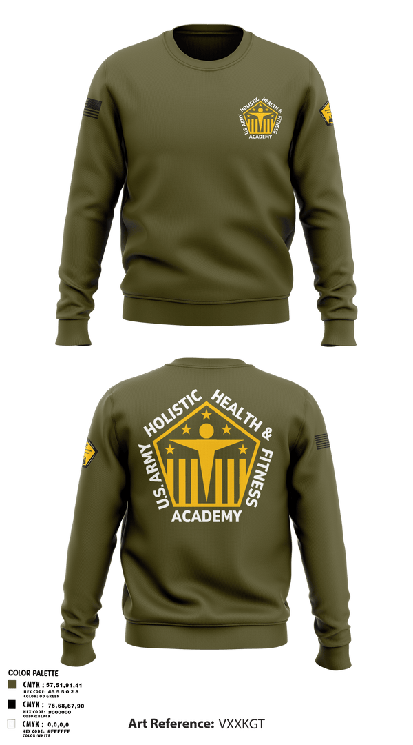 Crew Neck Sweatshirt, U.S. Army Holistic Health & Fitness Academy, Army, Teamtime, Team time, sublimation, custom sports apparel, team uniforms, spirit wear, spiritwear, sports uniforms, custom shirts, team store, custom team store, fundraiser sports, apparel fundraiser
