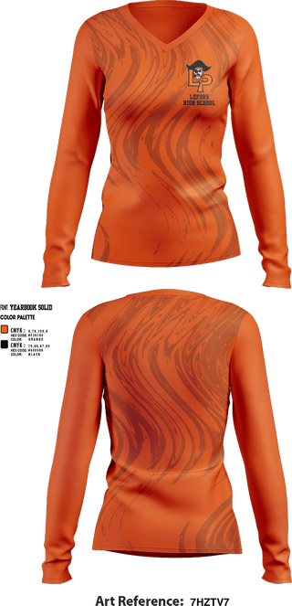 Womens Long Sleeve Vneck Shirt 1, Lefors High School, Spirit Store, Teamtime, Team time, sublimation, custom sports apparel, team uniforms, spirit wear, spiritwear, sports uniforms, custom shirts, team store, custom team store, fundraiser sports, apparel fundraiser