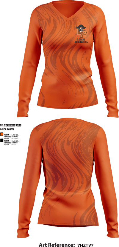 Lefors High School 24546548 Women's Long Sleeve V-neck Shirt -1 1
