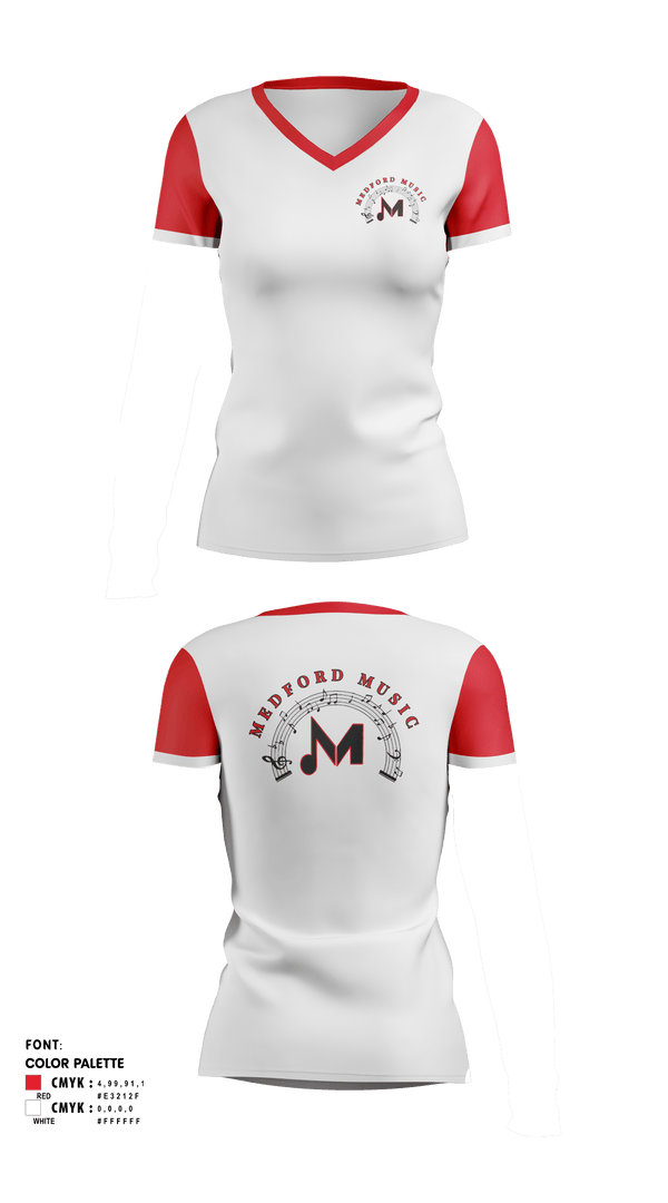 Womens Short Sleeve Vneck Shirt, Medford Area Senior High School Band, Spirit Store, Teamtime, Team time, sublimation, custom sports apparel, team uniforms, spirit wear, spiritwear, sports uniforms, custom shirts, team store, custom team store, fundraiser sports, apparel fundraiser