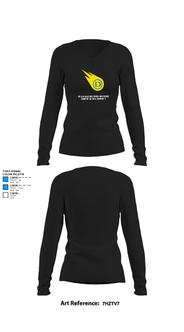 Womens Long Sleeve Vneck Shirt, De La Salle Institute-Institute Campus Cross Country, Cross Country, Teamtime, Team time, sublimation, custom sports apparel, team uniforms, spirit wear, spiritwear, sports uniforms, custom shirts, team store, custom team store, fundraiser sports, apparel fundraiser